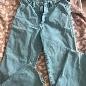 vintage wranglers, teal wash, size 31x32